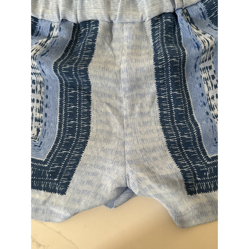 BCBG MAXAZRIA SIZE S SOREN BLUE PRINT V-NECK ROMPER - Picture 7 of 11